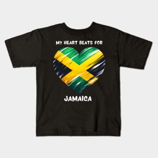 My Heart Beats For Jamaica Flag Kids T-Shirt